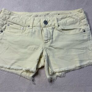 American Eagle Outfitters Women's Light Yellow Jean Shorts size 6